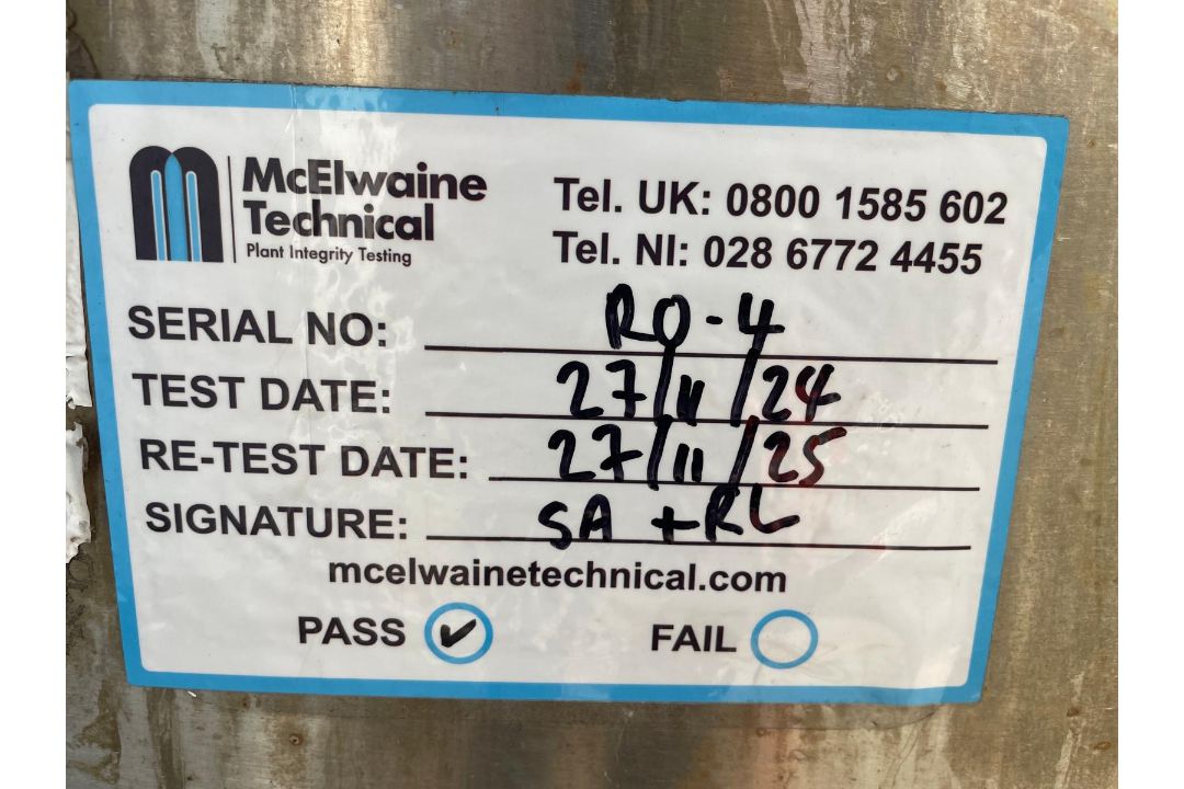 200,000 Ltr SS Silo (Ro Silo 4), no agitation, used for water storage, 4 x 16m, 10 Tonne, Insulated. - Image 2 of 6