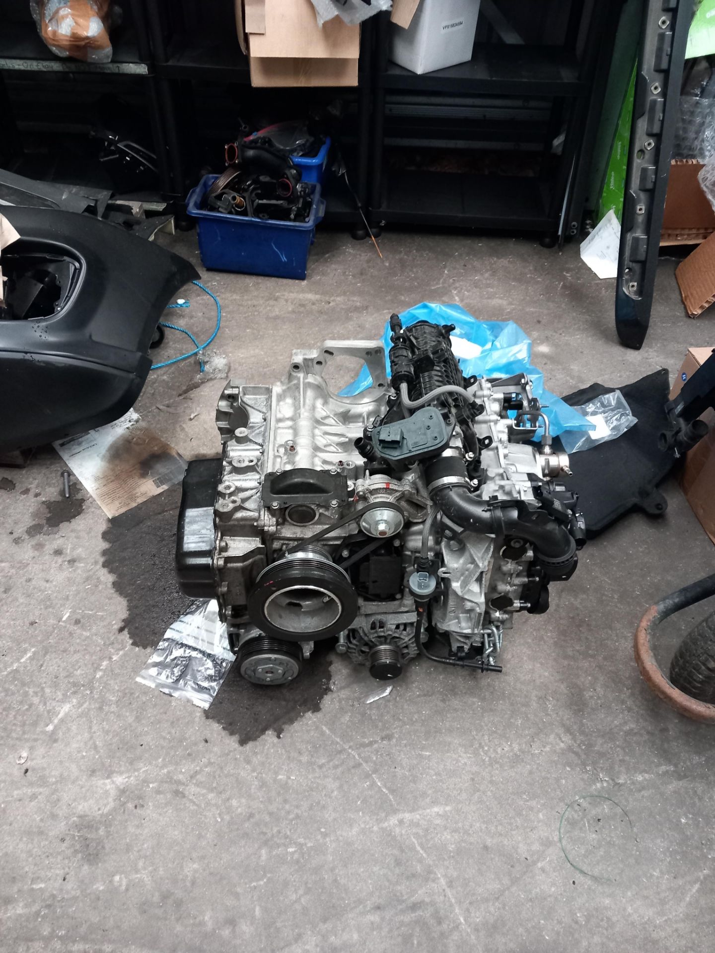 Assortment or used or spare car parts and accessories (head lamps, bumpers etc) with engine - Image 3 of 3