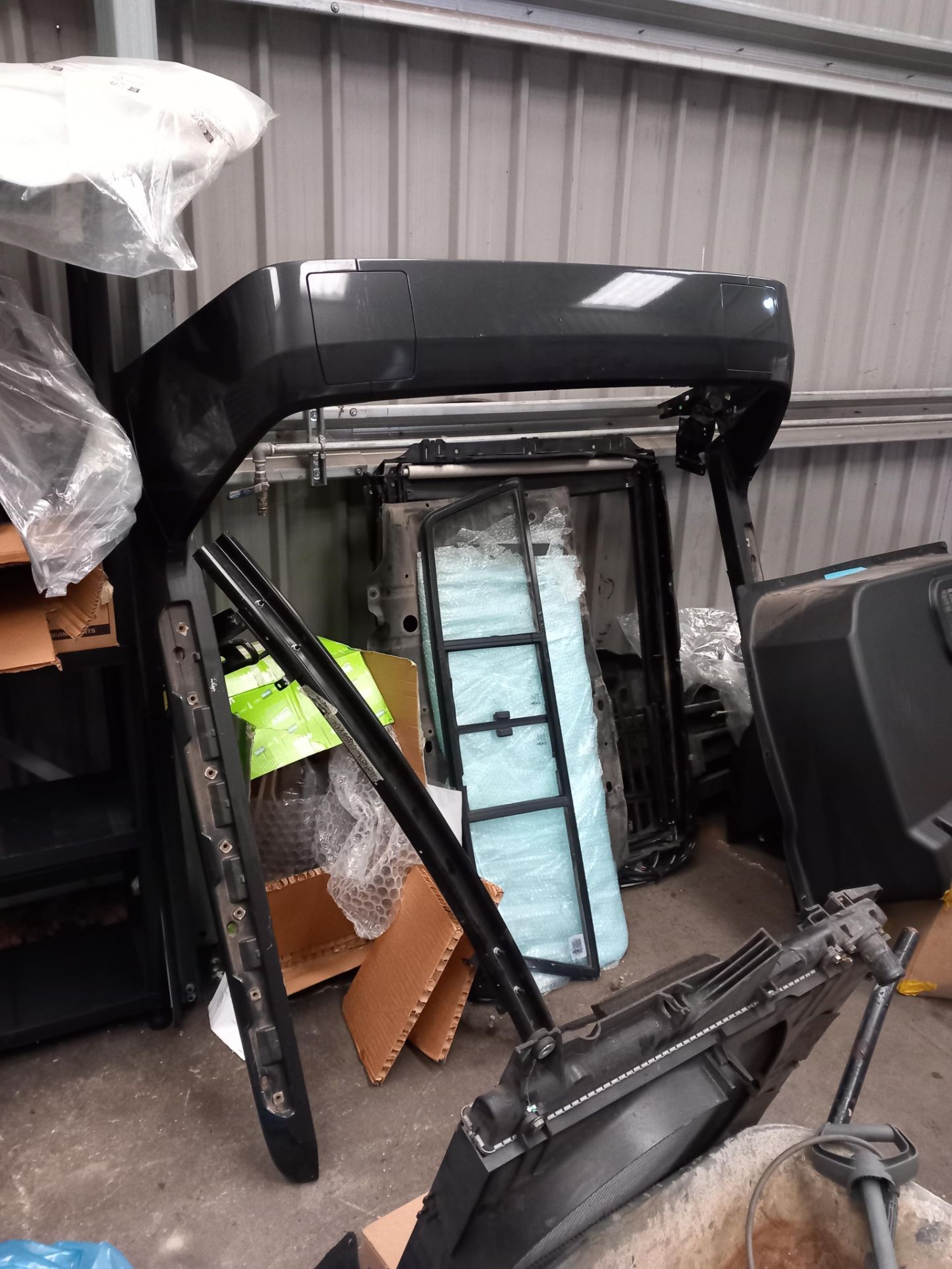 Assortment or used or spare car parts and accessories (head lamps, bumpers etc) with engine - Image 2 of 3