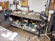 Record No. 25 vice with steel bench 2m x 1m with back stand