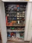 Double door steel cabinet and contents to include quantity of tooling