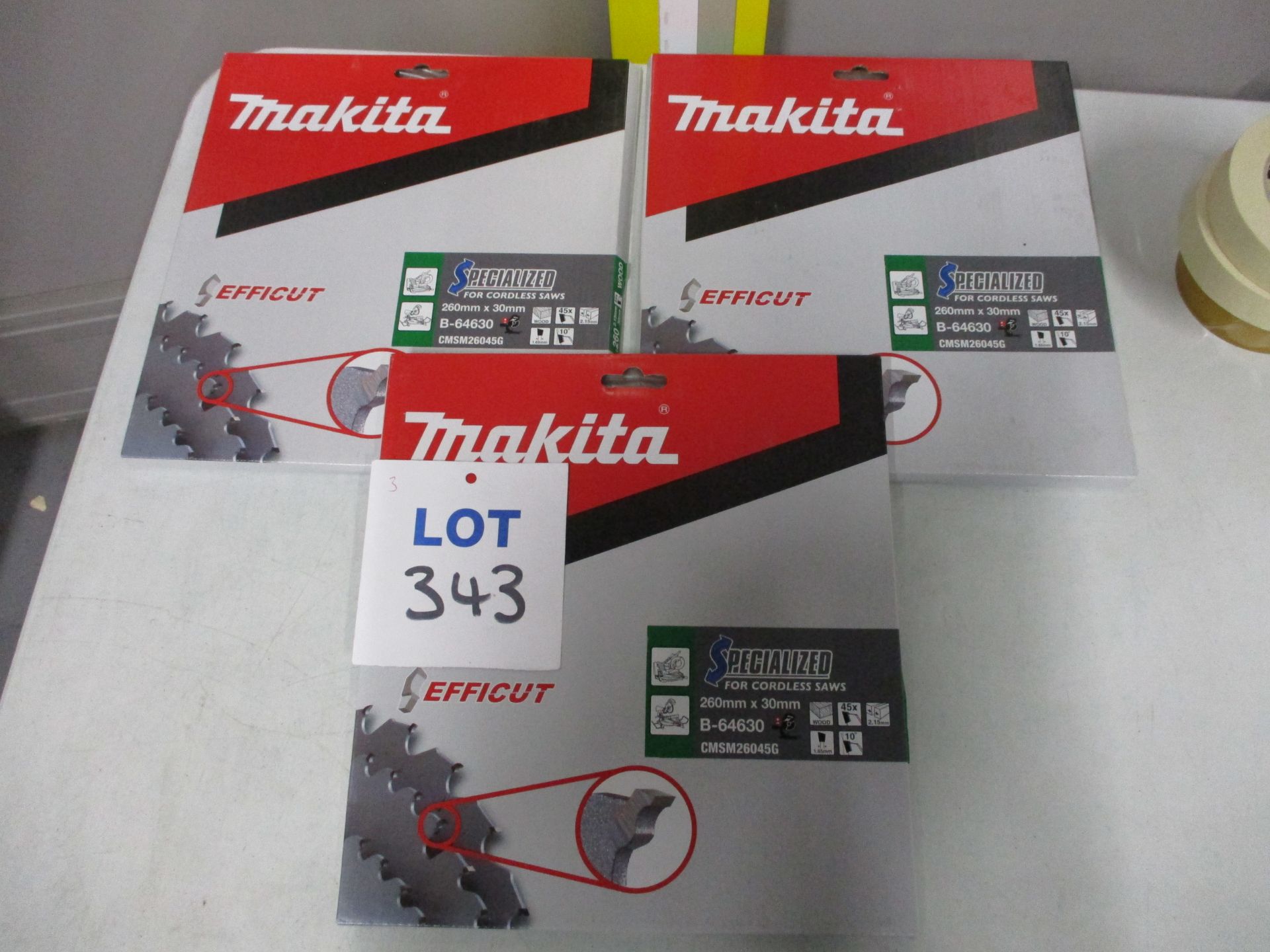 (3) Makita Efficut B-64630 TCT Circular Saw Blades 45 Teeth for Wood (Unused)