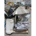 Pallet of air conditioners, fans and heat lamps etc.