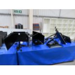 16x various computer monitors with cantilever arm brackets (some screens scratched)