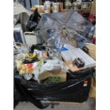 Pallet of various electrical and lighting components.