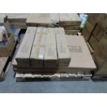 4x clear glass with black edge dining tables. Please note this lot has a £10 plus VAT Lift Out Fee