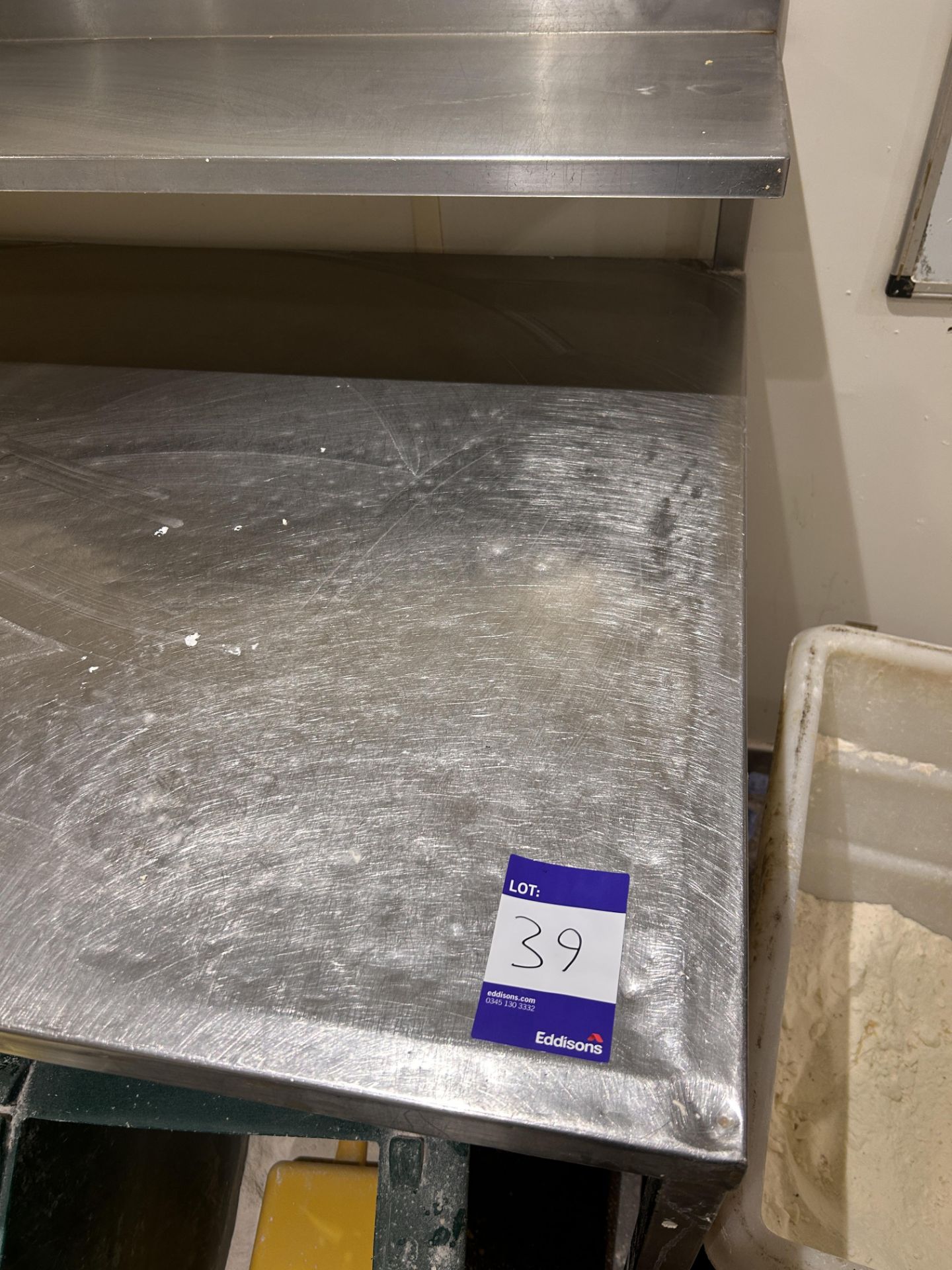 Stainless Steel Food Prep Table with Shelf Over Approx. 2000mm and Stainless Steel Wall Mount Shelf