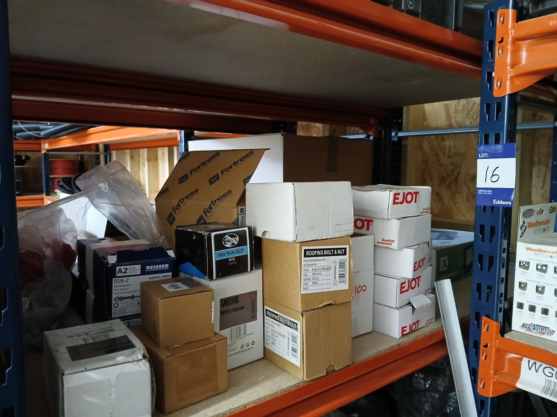 8x Bays of MFCALUX Boltless Shelving and Contents to include: Assortment of Roofing Components and - Image 6 of 27