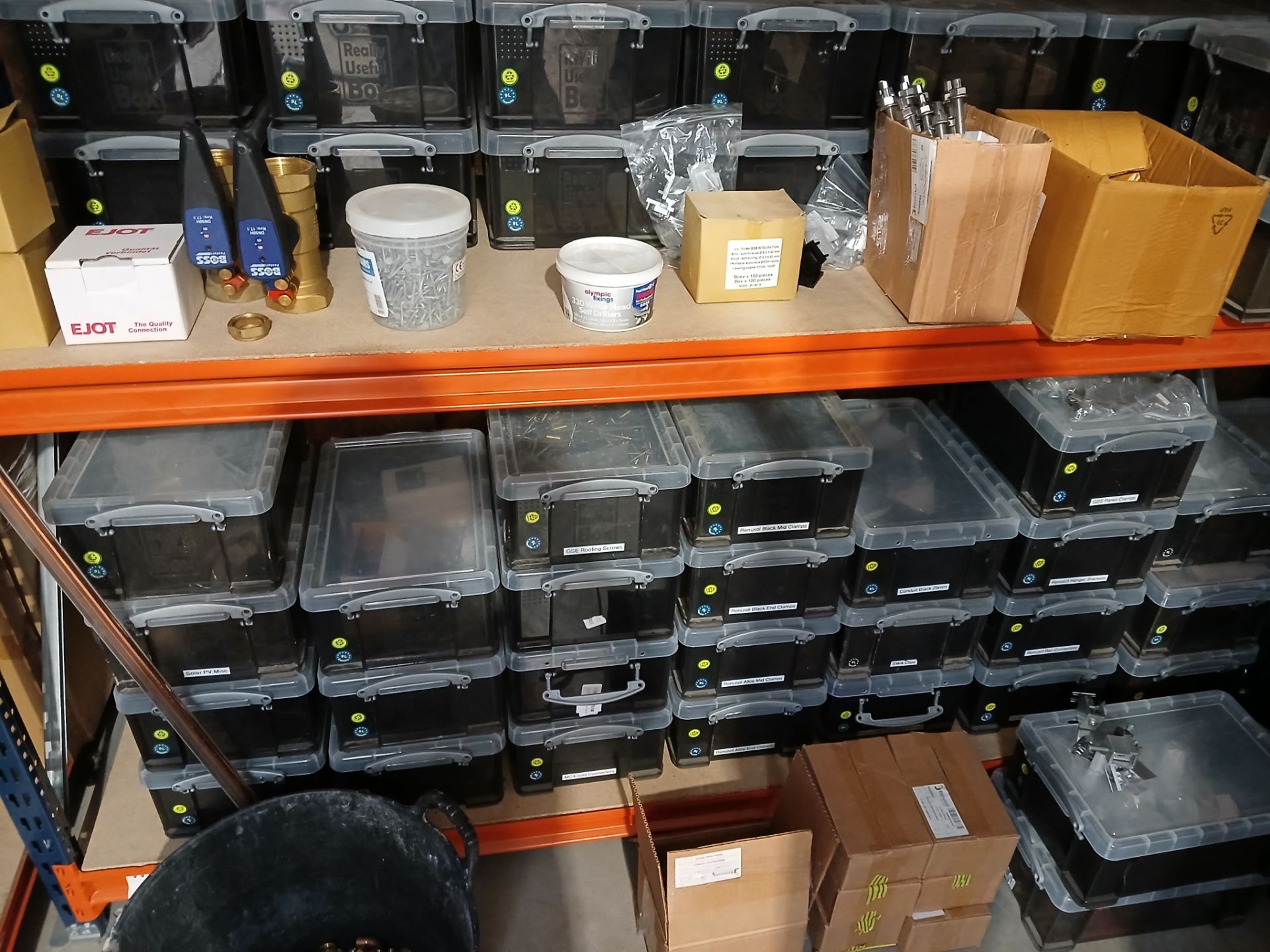 8x Bays of MFCALUX Boltless Shelving and Contents to include: Assortment of Roofing Components and - Image 10 of 27