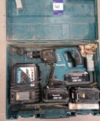 Makita BHR262T Cordless Hammer Drill with 3x Chargers and 1x Makita DC 36RA Charger, to case