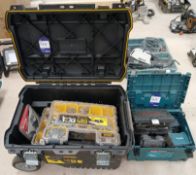 Stanley FatMax Mobile Tool Chest with 2x Stanley FatMax Deep Pro Organiser cases and Makita Power