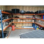 3x Bays of MFCALUX Boltless Shelving and Contents to include: Assortment of Electrical Cabling,