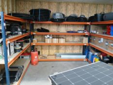 3x Bays of MFCALUX Boltless Shelving and Contents to include: Assortment of Electrical Cabling,