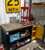 Lot comprising mobile workbench, approx. dimensions 1200 x 760 x 950mm with COSHH cabinet and