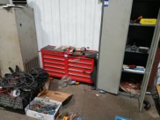 2 x Tool Chests and cupboard with contents as lotted to include electrical components, fuses,