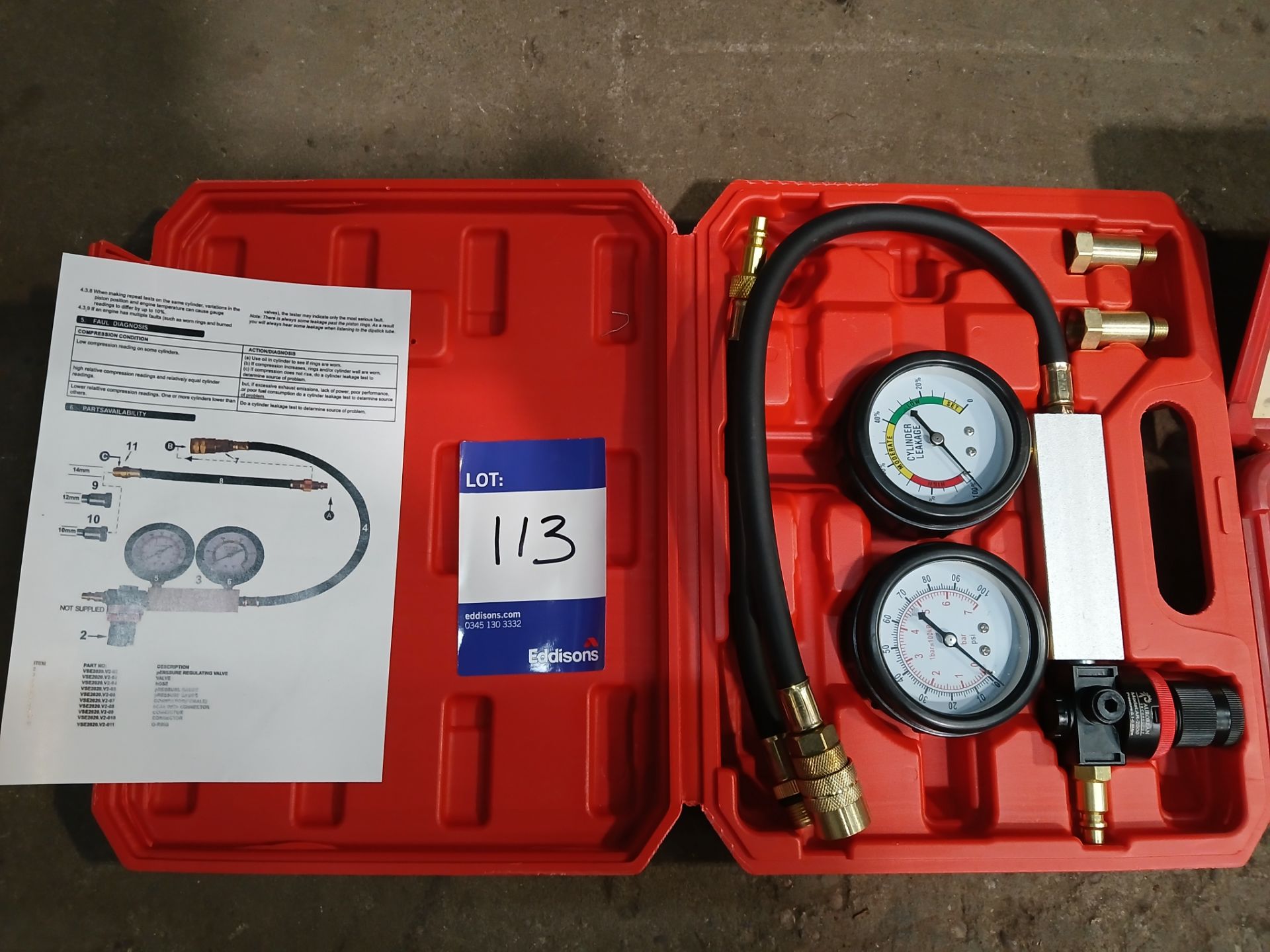 Aurorean Technology AR-2000 cylinder leakage tester with case and MAC Tools VG3 vacuum gauge - Image 2 of 3
