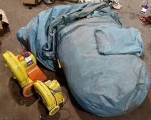 Vevor inflatable spray booth, with 2 x blower units, Approx 8m x 4m x 3m, as per photographs,