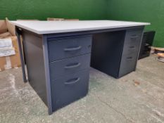 2x 3 drawer pedestals and rectangular desk