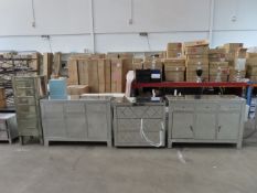 Mirrored furniture including sideboards, chest of three drawers, tallboy