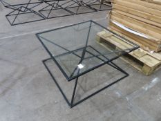 Qty of metal base tables with glass tops (tops boxed)