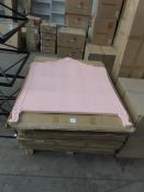 Qty of pink wooden headboards- single sized- boxed
