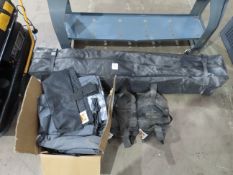 Gorilla gazebo with sandbags, sheets etc