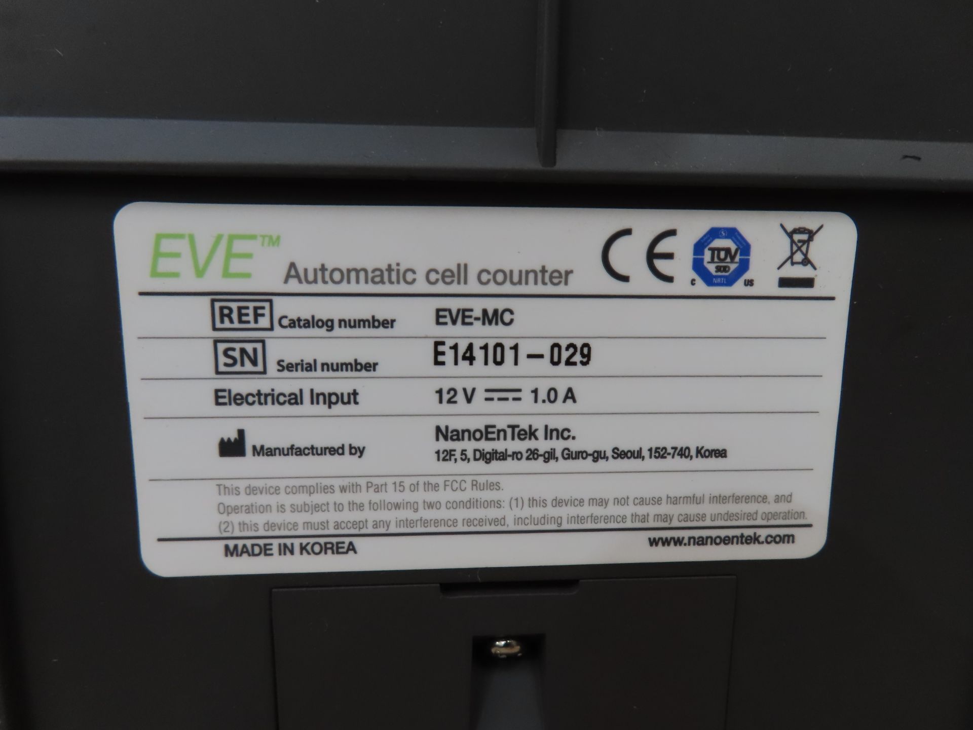 Eve Automatic Cell Counter, S/N: E14101/029 - Image 4 of 4