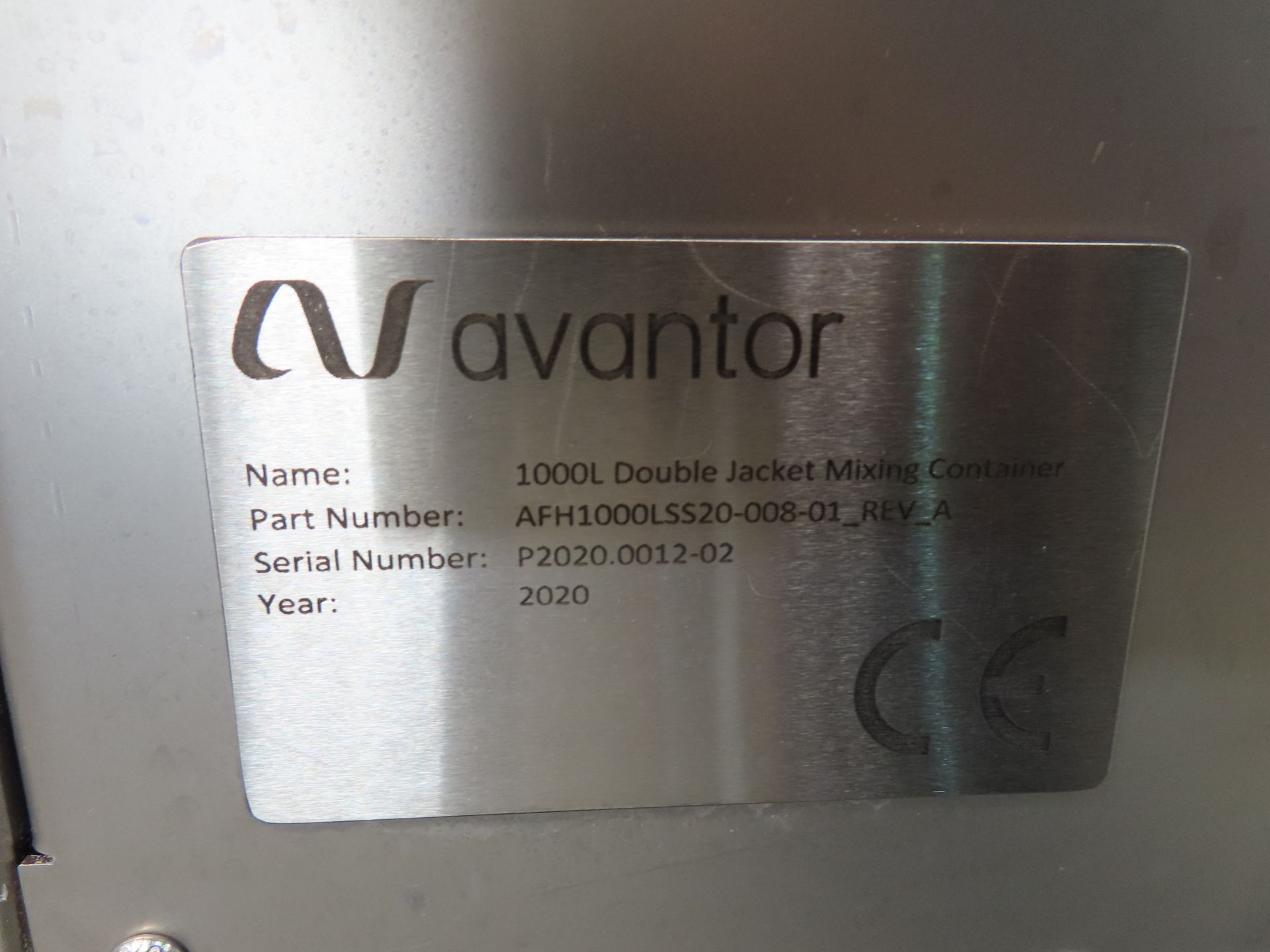 Avantor 1000L Stainless Steel Double Jacketed mixing vessel - Image 10 of 11
