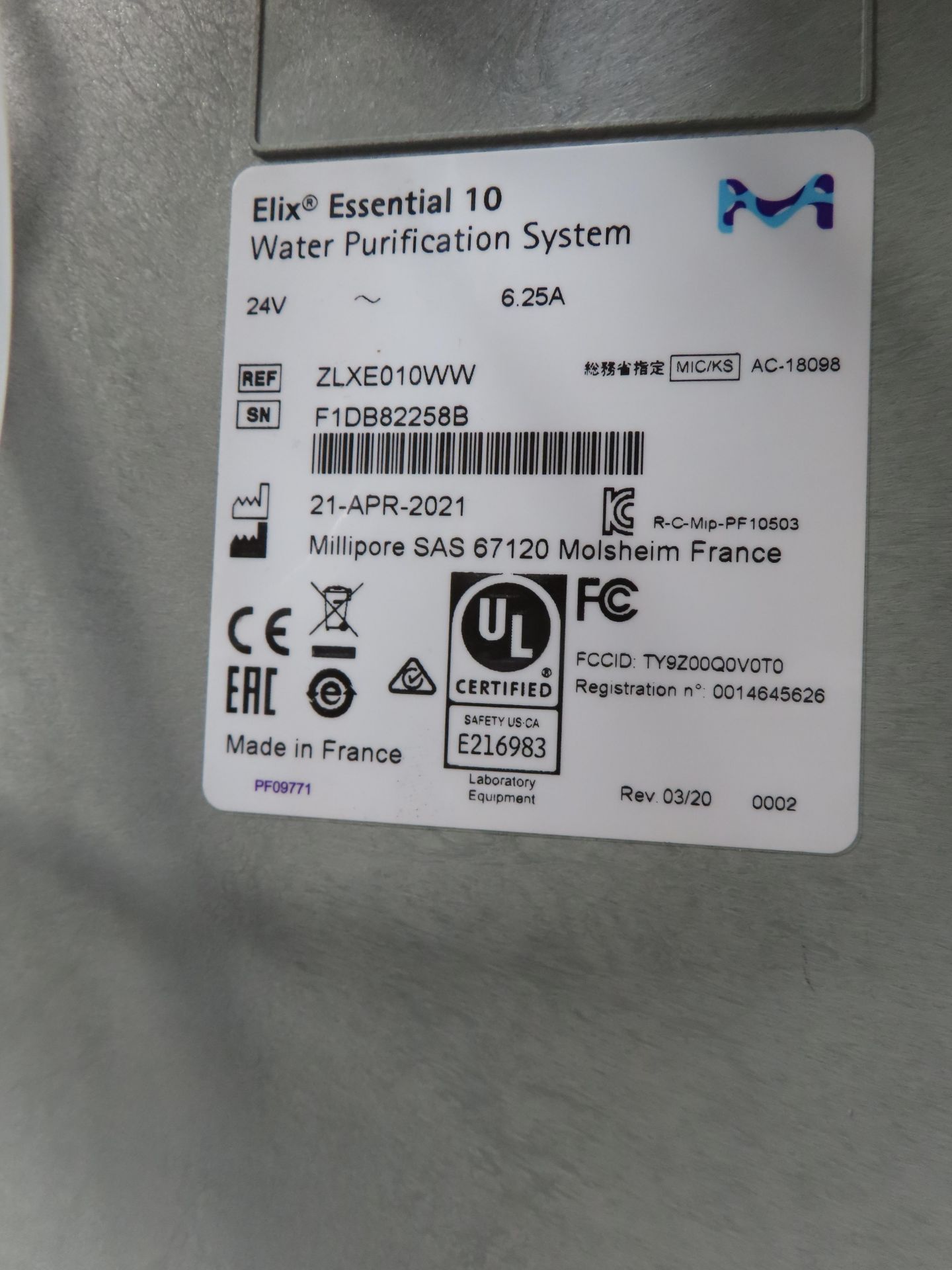 Elix Essential 10 Water Purification System. S/N: FIDB82258B, Year: 2021 - Image 5 of 6