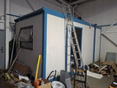 Jack legged site cabin 5metre x 2.610metre x 2.540 metre, to include office desk, TV, operators
