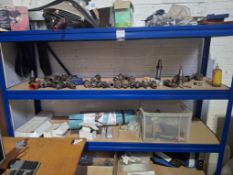 Single bay of lightweight racking to include quantity of machine heads, new tooling heads, used