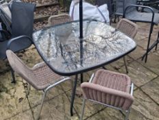 Square Table & 4 Wicker Style Chairs