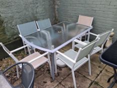 Rectangular Table c/w 6 Pastel Canvas Chairs