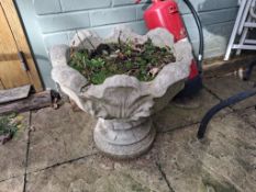 2 Concrete Planters & Birdbath