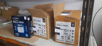 6x Bright Source LED slim wall pack 30W lights. Located on second floor, access by goods lift and