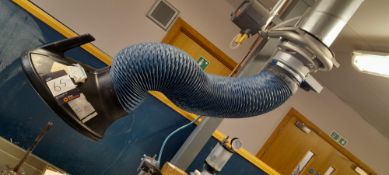 Nederman telescopic fume extraction arm (excludes ducting) . Located on first floor, access by goods