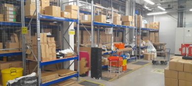 5x Bays of light duty racking, Approximately 2.6m High. Located on ground floor