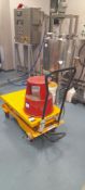 Scissor Lift platform trolley 350kg capacity & kick step. Located on first floor, access by goods