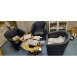 3x Work stations, 2x pedestals, 3x office chairs, 2x bookcases, low table, 3x reception seats &