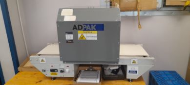 Adpak PVE400 table top shrink wrap tunnel (Disconnection required by qualified trades person).