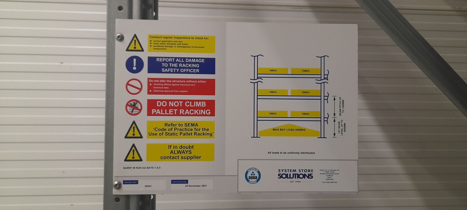 6x System Store bays of boltless steel pallet racking, approximately 6m high, Year 2021. Delayed - Image 3 of 4