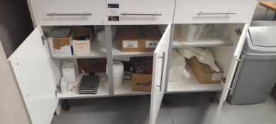 Contents of cupboards to include laboratory consumables . Located on first floor, access by goods