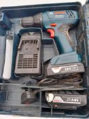 Bosch GSR1800-Li 18v cordless drill to carry case, serial number 309001691 (Sept 2013) with spare