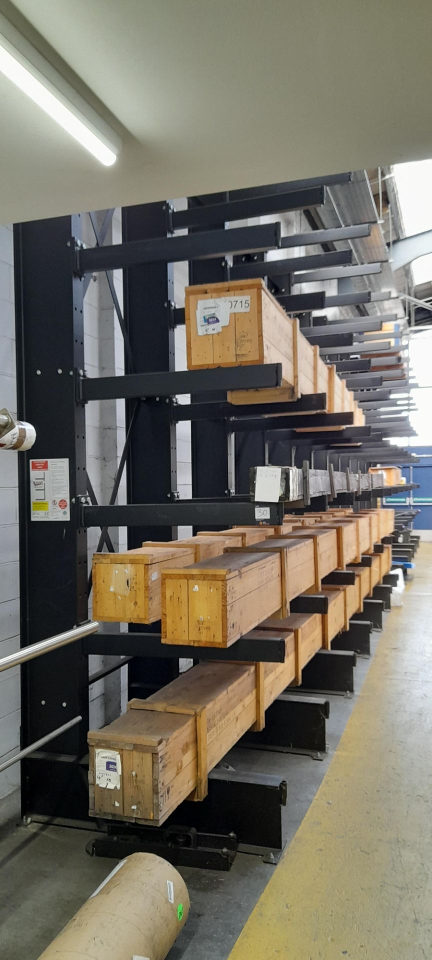 12 x bays of steel cantilever racking, max load per arm 1500kg, max ...