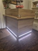 REM Windsor reception desk (model 05771) with integrated steel cash drawer and LED lighting, 1,220 x