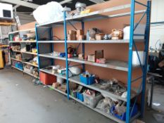 4 bays of racking and contents to include large quantity of tooling, components, wire, testing
