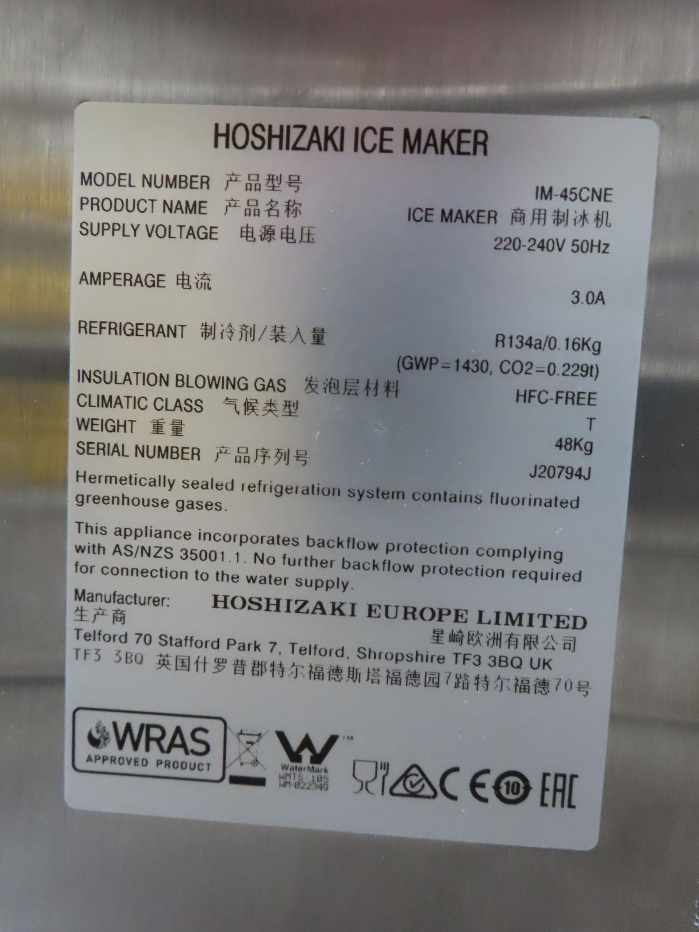 2x Hoshizaki IM-45CNE 230V ice maker (1 with missing front cover) - Image 7 of 7
