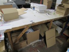 Timber framed workstation and 2 3 tier shelving units