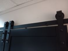 Top mounted sliding track doors, track measurement 3000mm (l), door width 680mm (w) each
