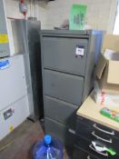 4 drawer filing cabinet, 8 compartment shelving unit and desk with inbuilt pedistal